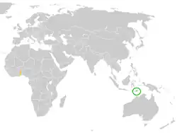 Lage von Osttimor und Togo