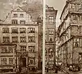 Catharinenstraße 41 um 1885 (links) und An den Kajen 1885 (rechts)