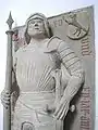 Epitaph für Reichart von Lichtenstein († 1512). Rechts oben das Wappen der Familie Fuchs