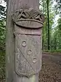 Grenzstein mit Wappen der Familie Echter in der Nähe des Echterspfahls