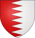 In Spitzenteilung gespalten von Rot und Silber (Heraldisches Muster)