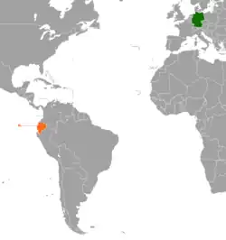 Lage von Deutschland und Ecuador