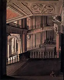 Großes Treppenhaus (Wendeltreppe) im Ostflügel, Gemälde von 1828