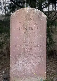 Eduard Thurneysen-Meyer (1888–1974) Dr. phil., Pfarrer, Extraordinarius für Homiletik, Professor für Prakt. Theologie in Basel, Dr. theol. h. c. der Univ. Giessen, Grab auf dem Friedhof Hörnli, Riehen, Basel-Stadt