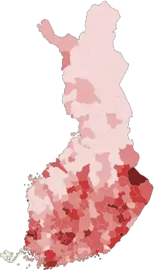 Sozialdemokraten ﻿0–10 %﻿10–15 %﻿15–20 %﻿20–25 %﻿25–30 %﻿30–35 %﻿35–100 %