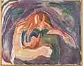 Vampir (1916–18), Öl auf Leinwand, 84 × 104 cm, Munch-Museum Oslo