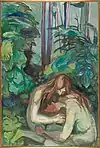 Vampir im Wald (1924/25), Öl auf Leinwand, 200 × 138 cm, Munch-Museum Oslo