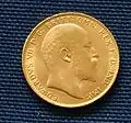 Eduard VII., geprägt 1907 in London, Auflage ca.&nbsp;18&nbsp;Mio. Münzen