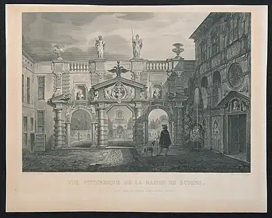 Ansicht vom Rubenshaus nach einem Bild von Nicaise de Keyser