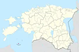 Karte von Estland, Position von Ruhnu hervorgehoben