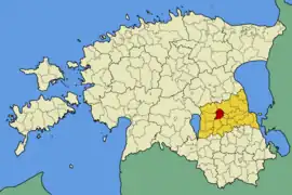 Karte von Estland, Position von Tähtvere hervorgehoben