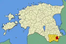 Karte von Estland, Position von Vastseliina hervorgehoben