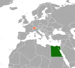 Lage von Schweiz und Ägypten