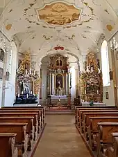 Blick in die ehemalige Burgkapelle, die heutige Kirche St. Georg