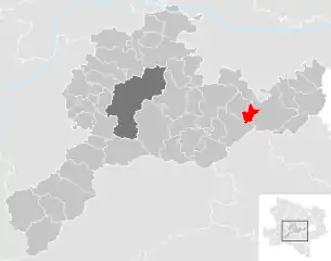 Lage der Gemeinde Eichgraben im Bezirk St. Pölten-Land (anklickbare Karte)