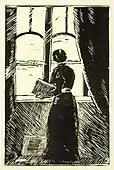 Am Fenster Holzschnitt