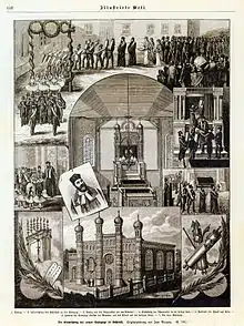 Einweihung der Synagoge in Lechenich 1886 Zeichnung von Jean Bungartz
