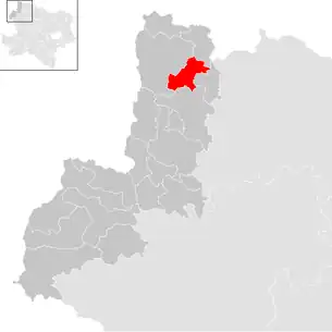 Lage der Gemeinde Eisgarn im Bezirk Gmünd (anklickbare Karte)