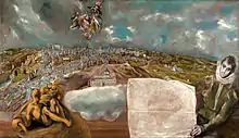 El Greco, Ansicht und Plan von Toledo, 132 × 228 cm, Öl auf Leinwand, Museo del Greco in Toledo