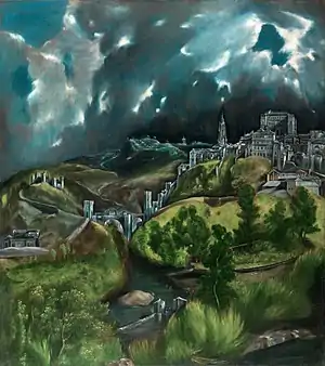 El Greco, Ansicht von Toledo, 121,3 × 108,6&nbsp;cm, Öl auf Leinwand, 1597–1599, Metropolitan Museum of Art in New York City