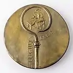 Eligiuspreis-Medaille seit 1992, gestaltet von Peter Götz Güttler(Bronzierter Weißmetallguss, 106 mm, um 700 g)