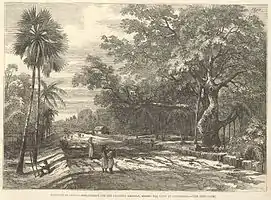 Böschung der Kalkutta-Eisenbahn hinter der Stadt Serampore, 1853