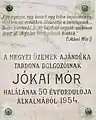 Gedenktafel für Mór Jokai