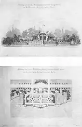 Entwurf und Lageplan für eine Matrosenstation am Jungfernsee in Potsdam, Juli 1888 (nicht ausgeführt)