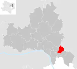 Lage der Gemeinde Enzersfeld im Weinviertel im Bezirk Korneuburg (anklickbare Karte)