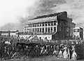 Epsom Grandstand Tribünengebäude, Zeichnung aus den 1830er Jahren