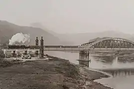 Eröffnung der sanierten Brücke am 30.&nbsp;September 1990 mit 52&nbsp;8148 als Zuglok