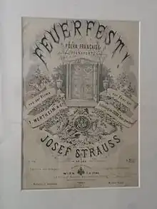 Titelseite der Erstausgabe der Polka „Feuerfest“ von Josef Strauss