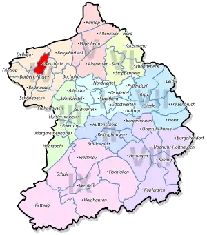 Lage von Gerschede im Stadtbezirk IV Borbeck