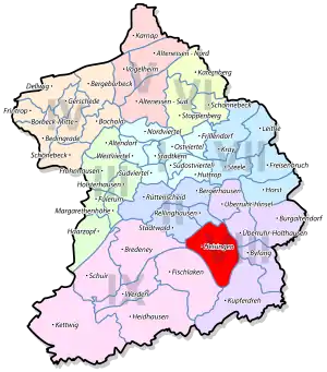 Lage von Heisingen im Stadtbezirk VIII Essen-Ruhrhalbinsel
