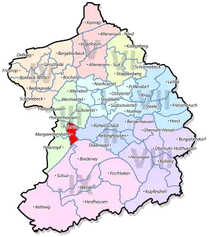 Lage von Margarethenhöhe im Stadtbezirk III Essen-West