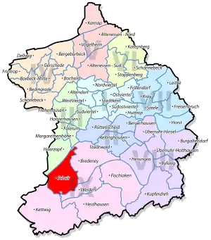 Lage von Schuir im Stadtbezirk IX Werden/Kettwig/Bredeney