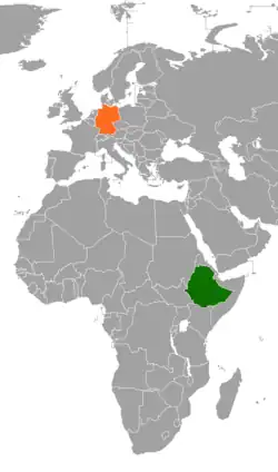 Lage von Deutschland und Äthiopien
