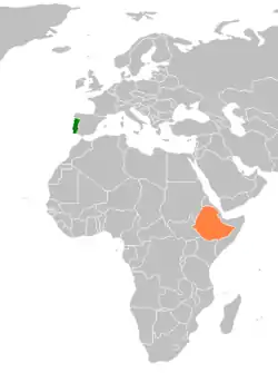 Lage von Portugal und Äthiopien