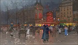 Le Moulin-Rouge, le soir, Gouache von Eugène Galien-Laloue um 1906