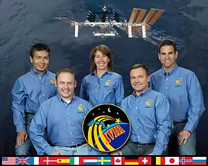 v. l. n. r. Koichi Wakata, Edward Fincke, Sandra Magnus, Juri Lontschakow, Gregory Chamitoff