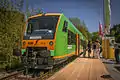 RS1 der Regentalbahn – ausgeliehen an die Ilztalbahn – beim Halt in Fürsteneck.