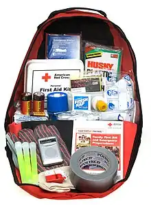Als Notgepäck gepackter Rucksack