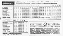 Fahrplan der Berliner Linie O 37, neben dem Zusatz­buch­staben O und dem Obus-Symbol weisen auch die Begriffe Zug und Zugfolge – statt Wagen und Wagenfolge – auf den Obus-Betrieb hin