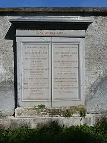 Familiengrab von Architekt Melchior Berri (1801–1854) für Johann Siegmund Alioth (1788–1850) Industrieller, auf dem alten Friedhof von Arlesheim, BL