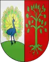 Pfau und Buche (lat. fagus) für Pfauen (volks­etymo­logische Anlehnung an Pfau und korrekte Herleitung von fagus)
