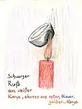 Schwarzer Ruß aus weißer Kerze