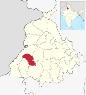Positionskarte des Distrikts Faridkot