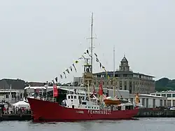 Feuerschiff Fehmarnbelt vor der Walzenmühle Flensburg (Dampf Rundum 2007)
