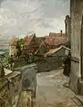 Dorfansicht mit Personenstaffage, 1902