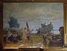 Wandbild 2:Heidnische Germanen an der Elbe